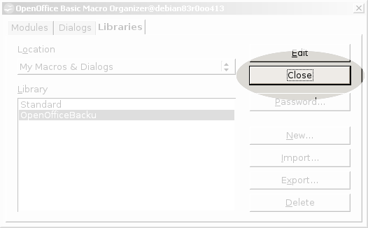 Screenshot: --> Close