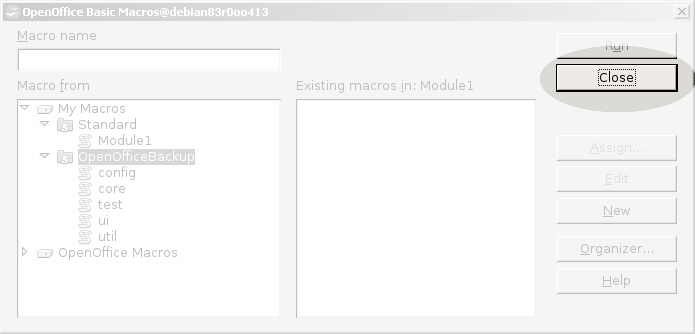 Screenshot: --> Close